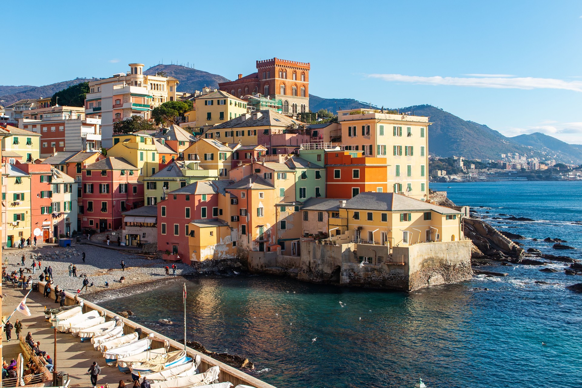 Colored buildings in Boccadasse area in Genova